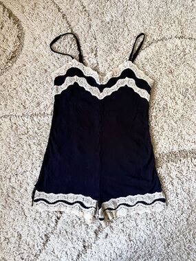 Sophie and me  Black lace trim romper